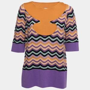 Pre Owned M Missoni Multicolor Patterned Knit Top L 