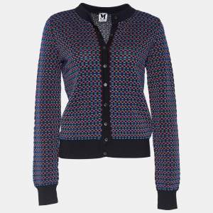 Pre Owned M Missoni Black & Blue Knit Button Front Cardigan M