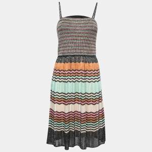 Pre Owned M Missoni Multicolor Patterned Lurex Knit Sleeveless Dress M