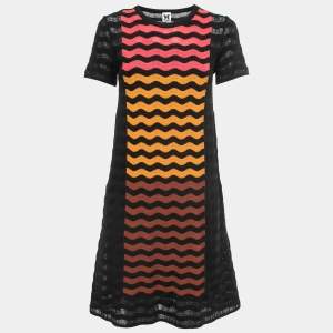 M Missoni Black Multicolor Patterned Knit Midi Dress M