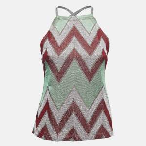 M Missoni Multicolor Lurex Chevron Knit Halter Top M