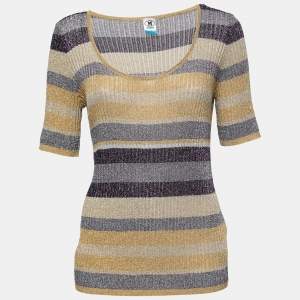Pre Owned M Missoni Collection Multicolor Striped Lurex Knit Top M