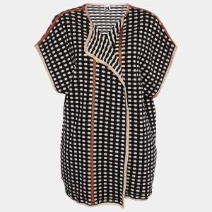 Pre Owned M Missoni Black Textured Knit Open Front Cardigan L