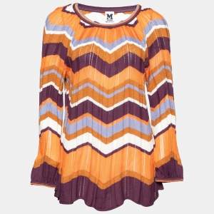 Pre Owned M Missoni Multicolor Pattered Cotton Knit Blouse L