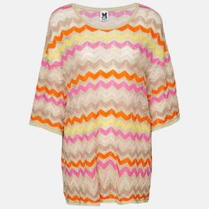 Pre Owned M Missoni Multicolor Lurex Cotton Knit Top L