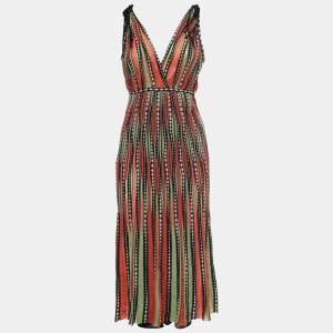 Pre Owned M Missoni Multicolor Alga and Bubble Pattern Knit Sleeveless Midi Dress S