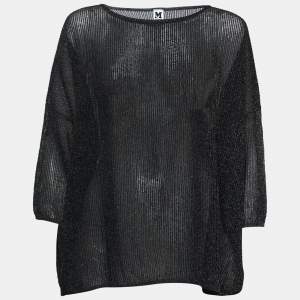 Pre Owned M Missoni Navy Blue Lurex Knit Kimono Sleeve Oversized Top S