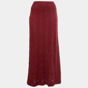 Pre Owned M Missoni Red Patterned Knit Maxi Skirt M