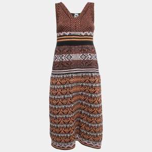 Pre Owned M Missoni Multicolor Patterned Lurex Knit Sleeveless Midi Dress S