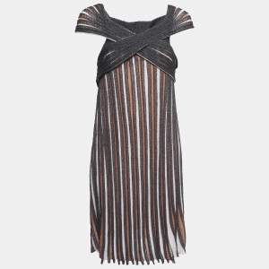M Missoni Multicolor Striped Lurex Knit Draped Midi Dress L