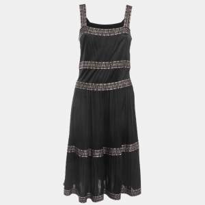 Pre Owned M Missoni Black Jersey Sleeveless Flared Midi Dress M