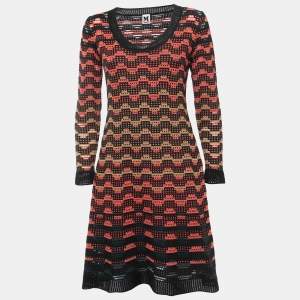 Pre Owned M Missoni Black Patterned Knit Short Dress M