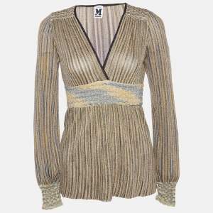 Pre Owned M Missoni Gold Patterned Lurex Knit Top S