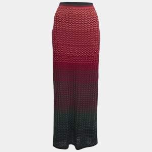 Pre Owned M Missoni Multicolor Chevron Knit Maxi Skirt M