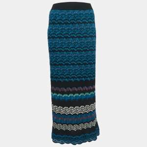 Pre Owned M Missoni Multicolor Chevron Knit Elasticated Waist Maxi Skirt S
