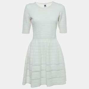 Pre Owned M Missoni White Pleat Detail Knit Short Dress M