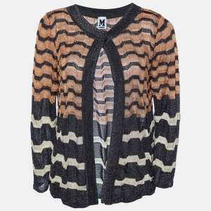 M Missoni Multicolor Patterned Lurex Knit Cardigan S