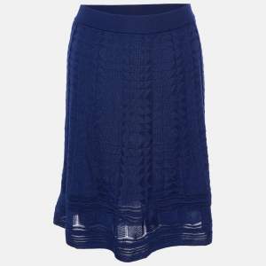 Pre Owned M Missoni Dark Blue Wool Knit Mini Skirt M