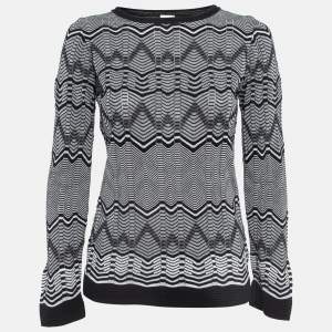 M Missoni Monochrome Chevron Pattern Crew Neck Sweatshirt S