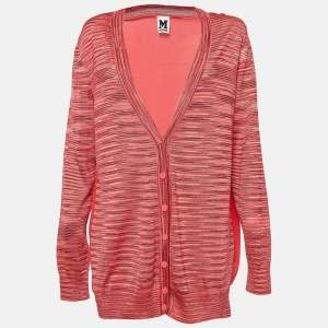 M Missoni Pink Patterned Knit Button Front Cardigan M