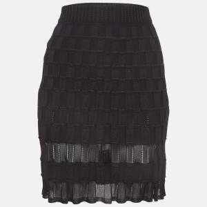 Pre Owned M Missoni Black Patterned Knit Knee Length Skirt M