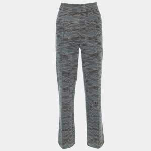 Pre Owned M Missoni Grey Wool Knit Straight Fit Trousers M