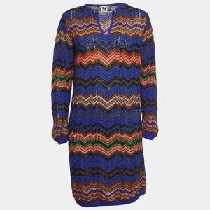 Pre Owned M Missoni Multicolor Chevron Knit Midi Dress L