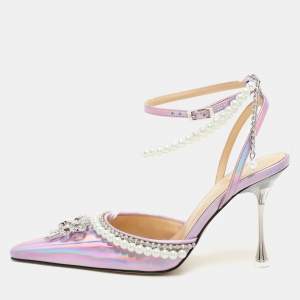 Mach & Mach Metallic Iridescent Leather Sophie Ankle Strap Sandals Size 36