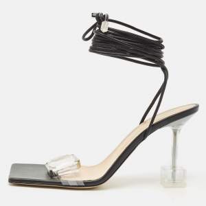 Mach & Mach Transparent PVC Crystal Embellished Ankle Strap Sandals Size 39.5