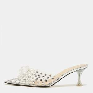 مملوكة مسبقًا Mach & Mach Size 36.5 Transparent PVC Crystal Embellished Mules                 
