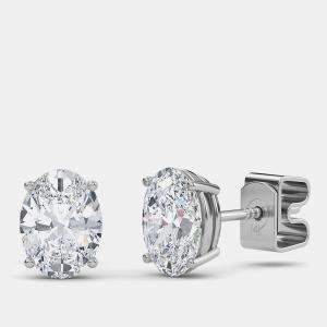 14K Oval Cut Solitaire Lab Grown Diamonds Earrings (3/4 Ctw)