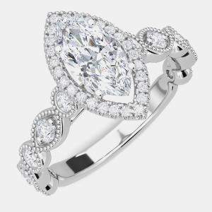 14Kw Engagement Mq Lgd Vintage Bridal Ring (1.5Ctw) EU 48