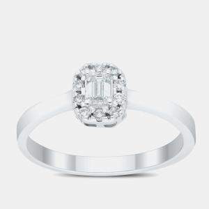 Pre Owned خاتم زفاف 14 قيراط هالو (1/4 قيراط إجمالي) مقاس 48 الاتحاد الأوروبي