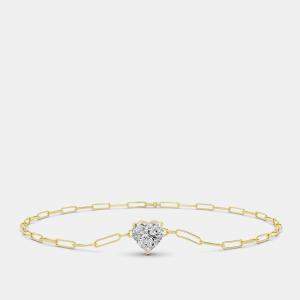 14K Heart Shape Paper Clip 6.5" Lab Grown Diamond Bracelet (0.50 Ctw)