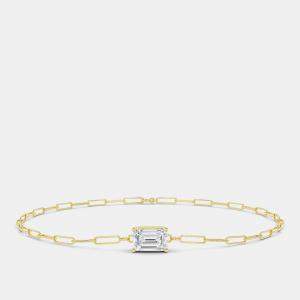 14K Emerald Shape Paper Clip 6.5" Lab Grown Diamond Bracelet (0.70 Ctw)