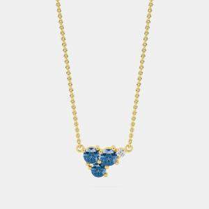 14K 3 Blue Lab Grown Diamond Stone 18" Pendant With Chain (0.60 Ctw)