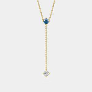 14K Blue Wt 2 Stone 18" Lab Grown Diamond Pendant (0.40 Ctw)