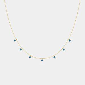 14K 7 Blue Lab Grown Diamond Stone  18" Pendant (1.50 Ctw)