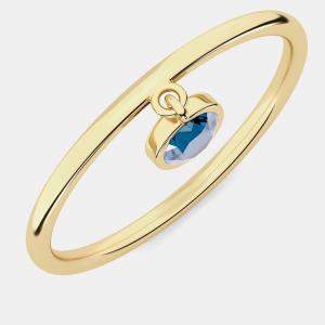 مملوكة مسبقًا 14K Round Blue Dangle Lab Grown Diamond Stone Ring (0.21 Ctw)