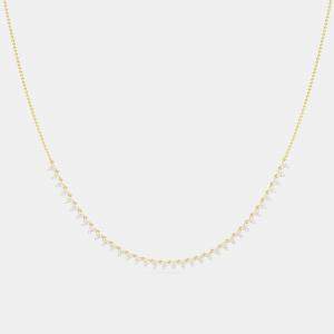 14K 3 Stone Flower 16" Inch 61 Links Lab Grown Diamond Necklace (2.00 Ctw)