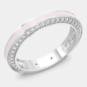 Classic Light Pink Ceramic Sterling Silver Lab Grown Diamonds Wedding Band US 7
