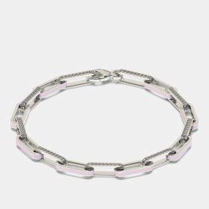 Silver & Ceramic Alternating Paper Clip Loop Bracelet