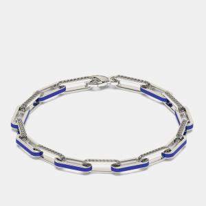 Silver & Ceramic Alternating Paper Clip Loop Bracelet