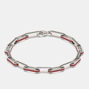 Silver & Ceramic Alternating Paper Clip Loop Bracelet