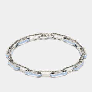 Silver & Ceramic Alternating Paper Clip Loop Bracelet