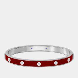 14K Yellow Gold 925 Sterling Silver Ceramic Hinged Bezel Set Bangle