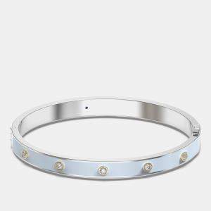 14K Yellow Gold 925 Sterling Silver Ceramic Hinged Bezel Set Bangle