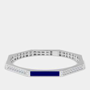Silver & Ceramic Octagon Shaped Alternating Hinged Bangle