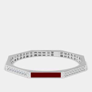 Silver & Ceramic Octagon Shaped Alternating Hinged Bangle