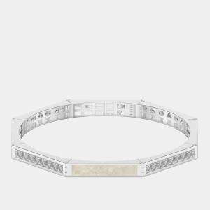 Silver & Ceramic Octagon Shaped Alternating Hinged Bangle